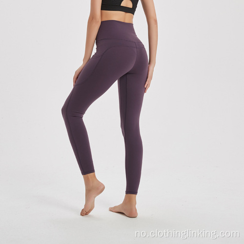 Yoga bukser med høy midje med lommer